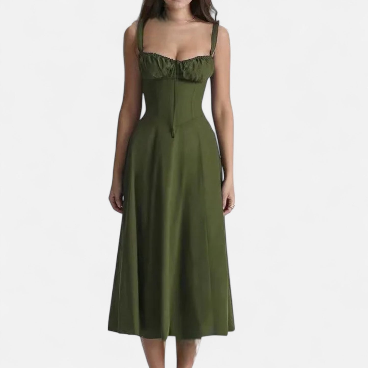 La Cartiera | Floral Corset Long Dress in Soft Silhouette