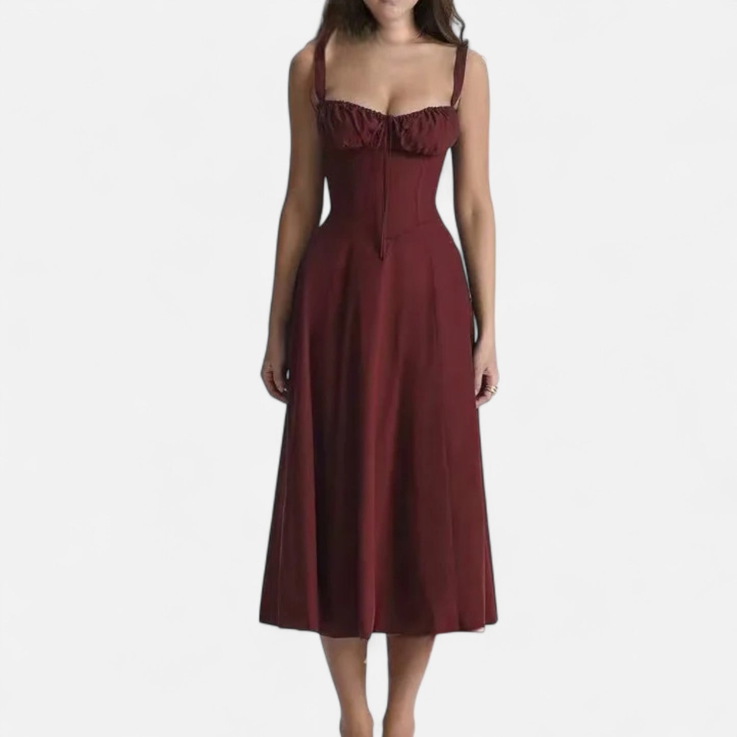 La Cartiera | Floral Corset Long Dress in Soft Silhouette