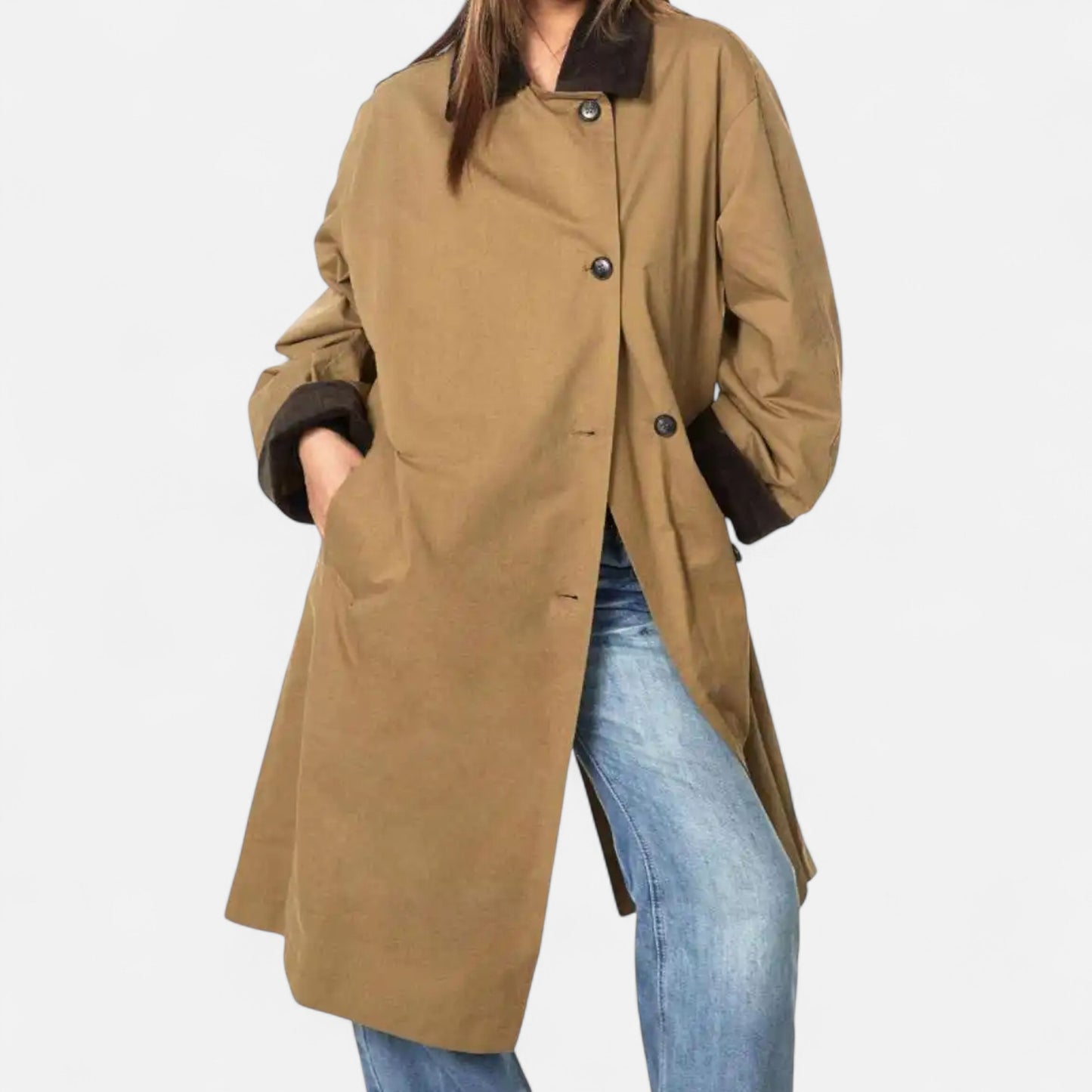 La Cartiera | Women’s Cotton Patchwork Mid-Length Trench Coat