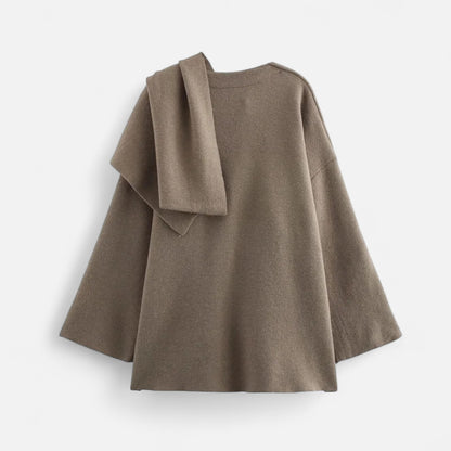 La Cartiera | Women’s Plush Sweater with Asymmetric Scarf