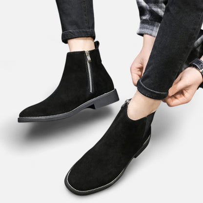 La Cartiera | Men’s British Suede Mid-Cut Zipper Boots