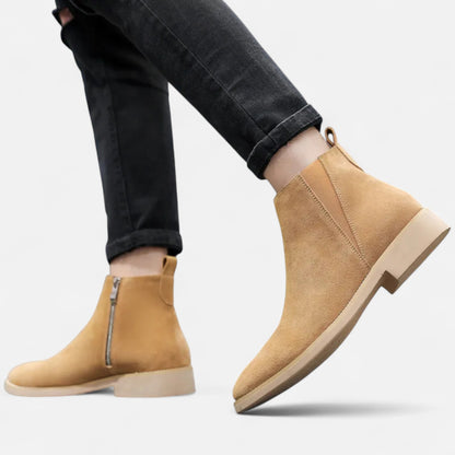 La Cartiera | Men’s British Suede Mid-Cut Zipper Boots