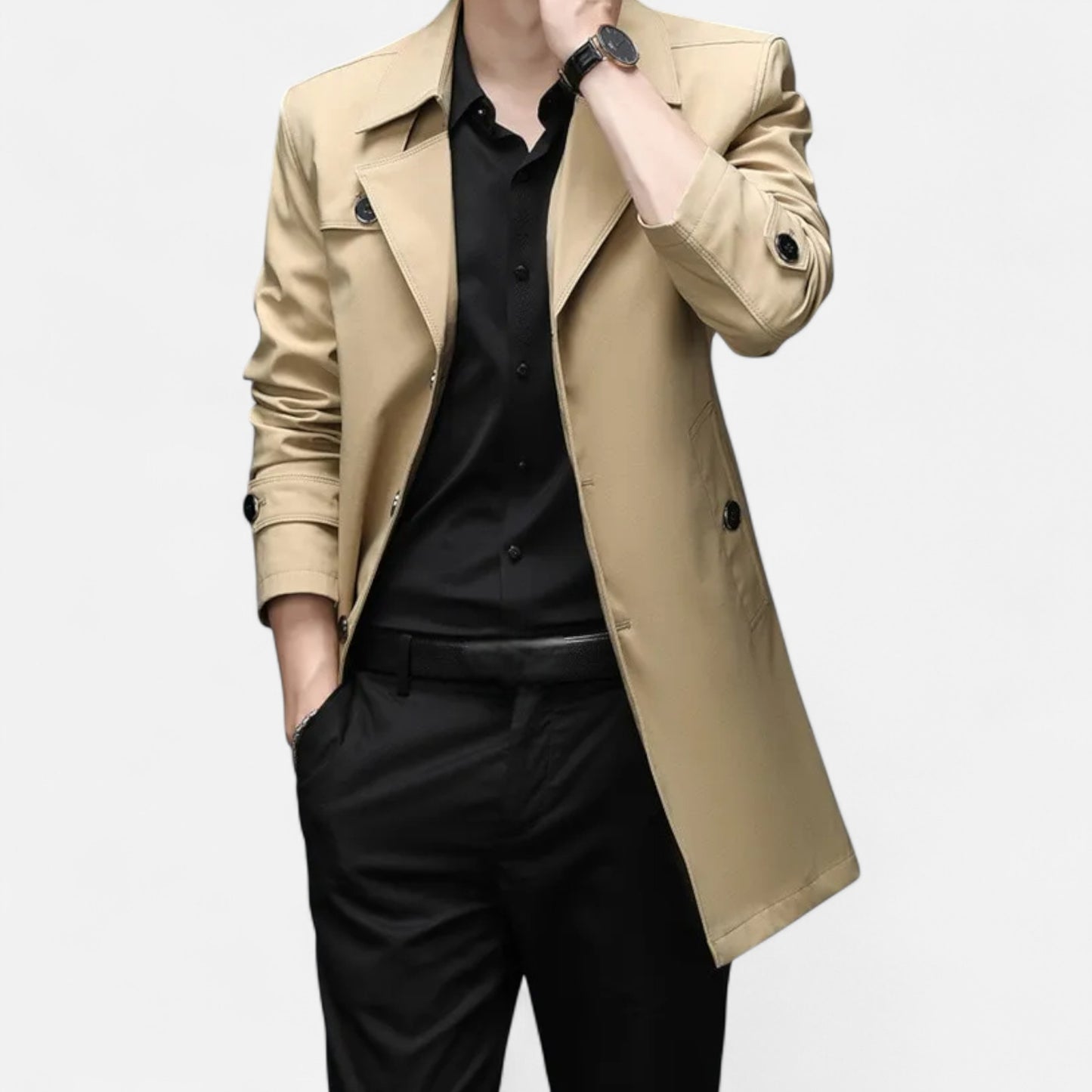 La Cartiera | Men’s Heritage Long Lapel-Collar Windbreaker Coat