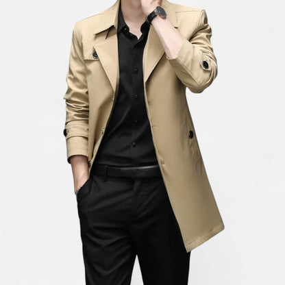 La Cartiera | Men’s Heritage Long Lapel-Collar Windbreaker Coat