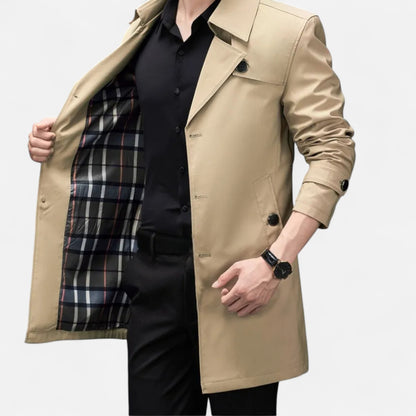 La Cartiera | Men’s Heritage Long Lapel-Collar Windbreaker Coat
