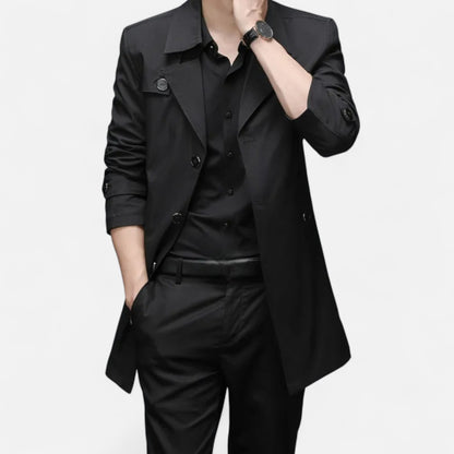La Cartiera | Men’s Heritage Long Lapel-Collar Windbreaker Coat
