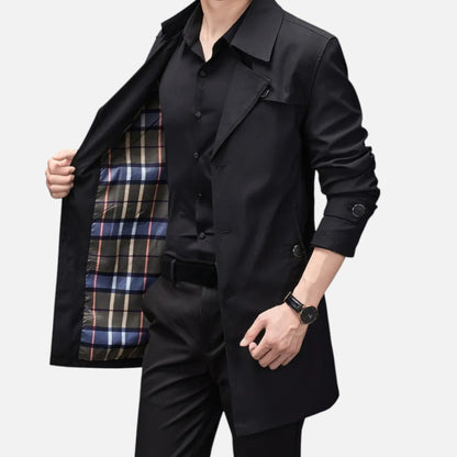 La Cartiera | Men’s Heritage Long Lapel-Collar Windbreaker Coat
