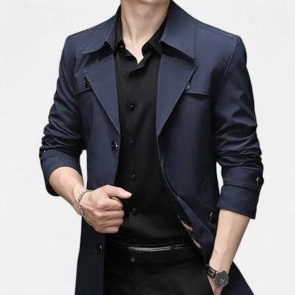 La Cartiera | Men’s Heritage Long Lapel-Collar Windbreaker Coat