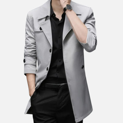 La Cartiera | Men’s Heritage Long Lapel-Collar Windbreaker Coat
