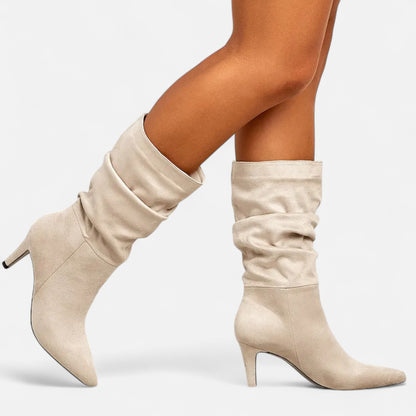 La Cartiera | Women’s Suede Wrinkled Stiletto Heel Boots