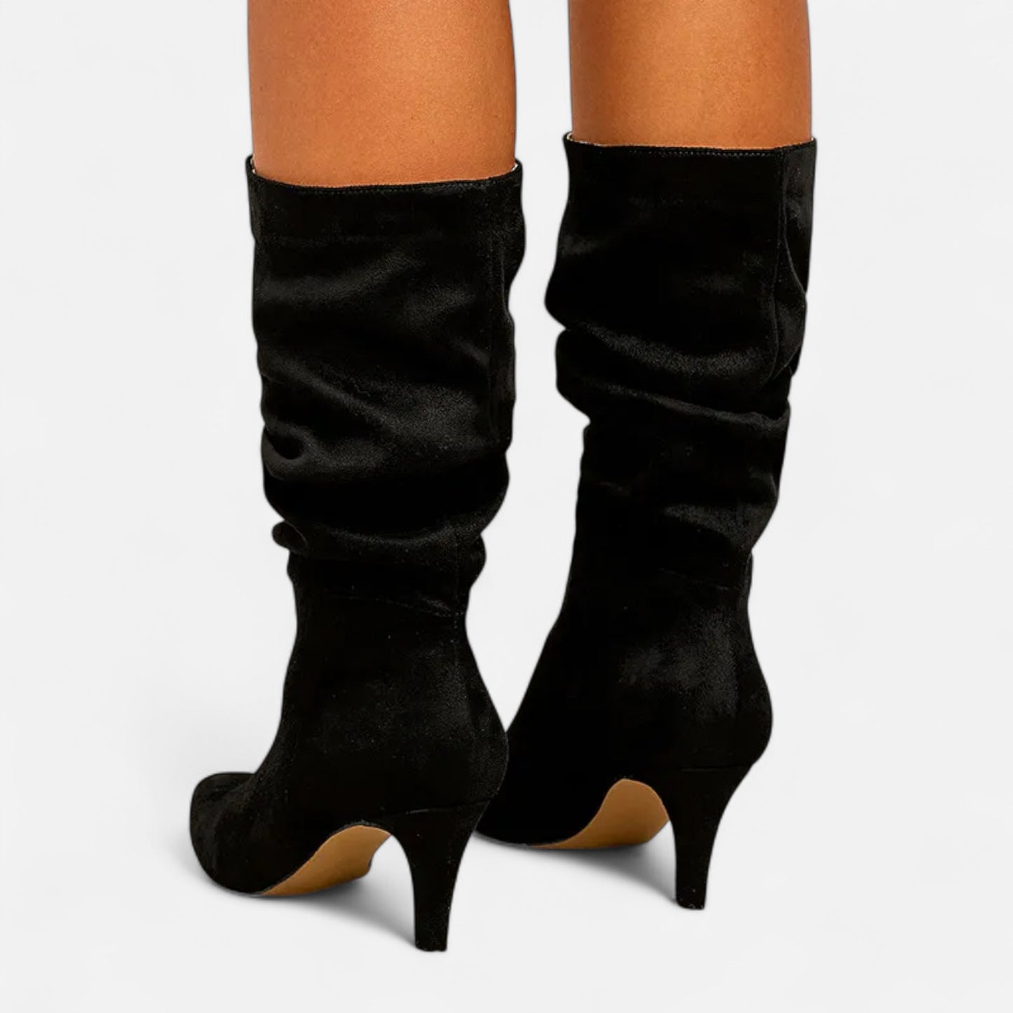 La Cartiera | Women’s Suede Wrinkled Stiletto Heel Boots