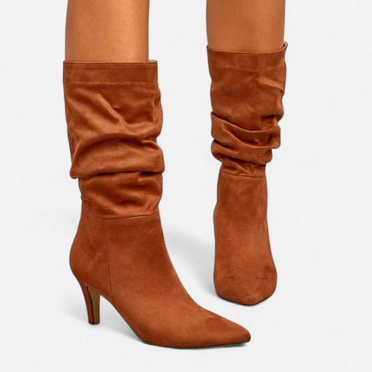 La Cartiera | Women’s Suede Wrinkled Stiletto Heel Boots