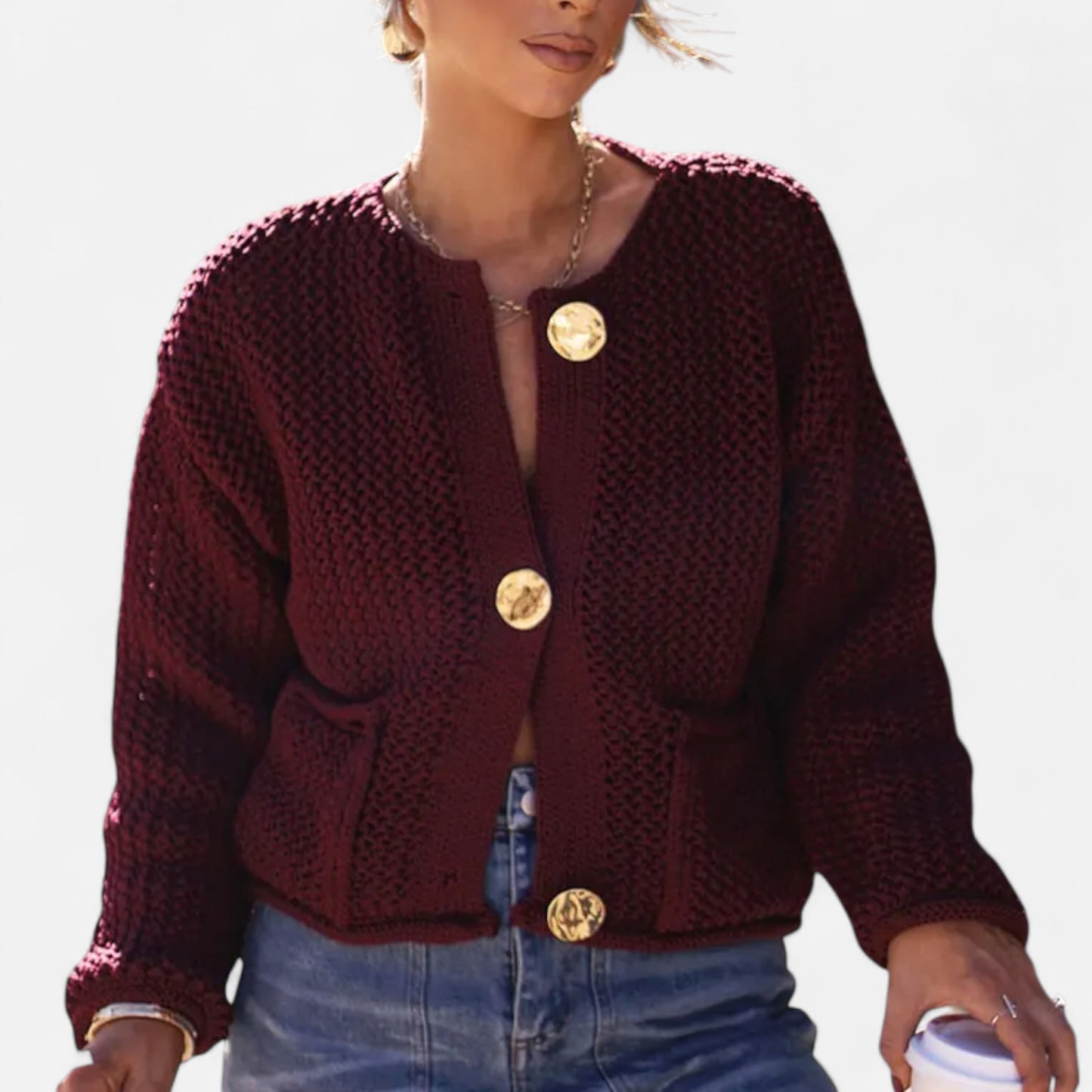 La Cartiera | Women’s Crewneck Wool Blend Knitted Cardigan