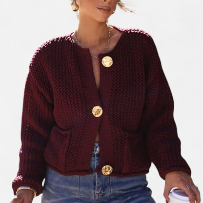 La Cartiera | Women’s Crewneck Wool Blend Knitted Cardigan