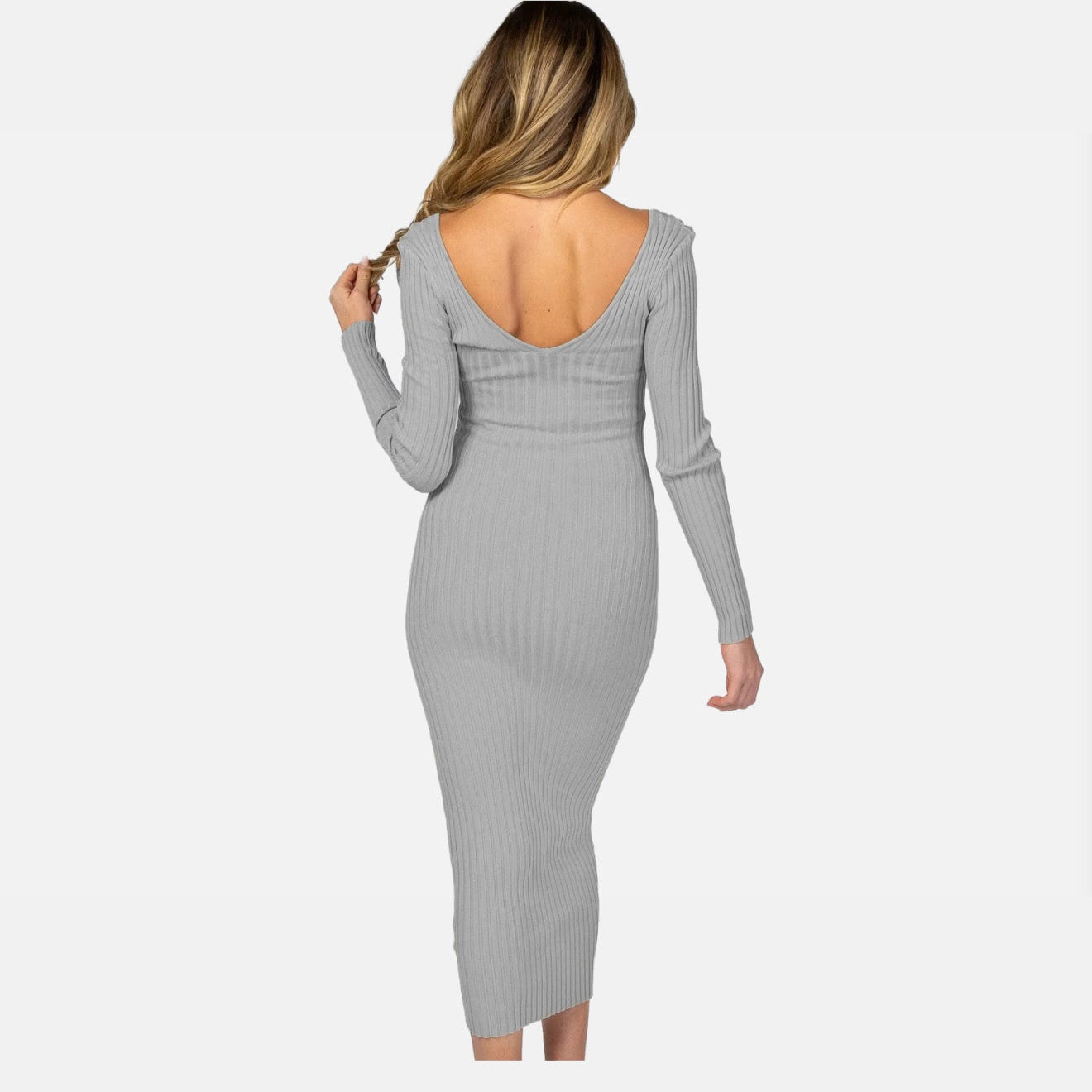 La Cartiera | Elegant Maternity Dress – Ribbed Long Sleeve Design – Comfortable Pregnancy Wear