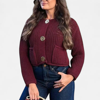 La Cartiera | Women’s Crewneck Wool Blend Knitted Cardigan