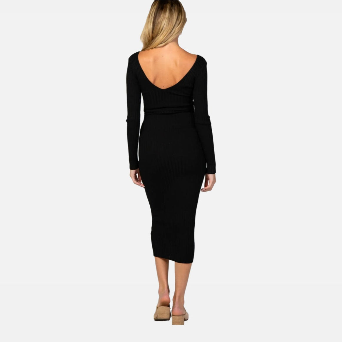 La Cartiera | Elegant Maternity Dress – Ribbed Long Sleeve Design – Comfortable Pregnancy Wear