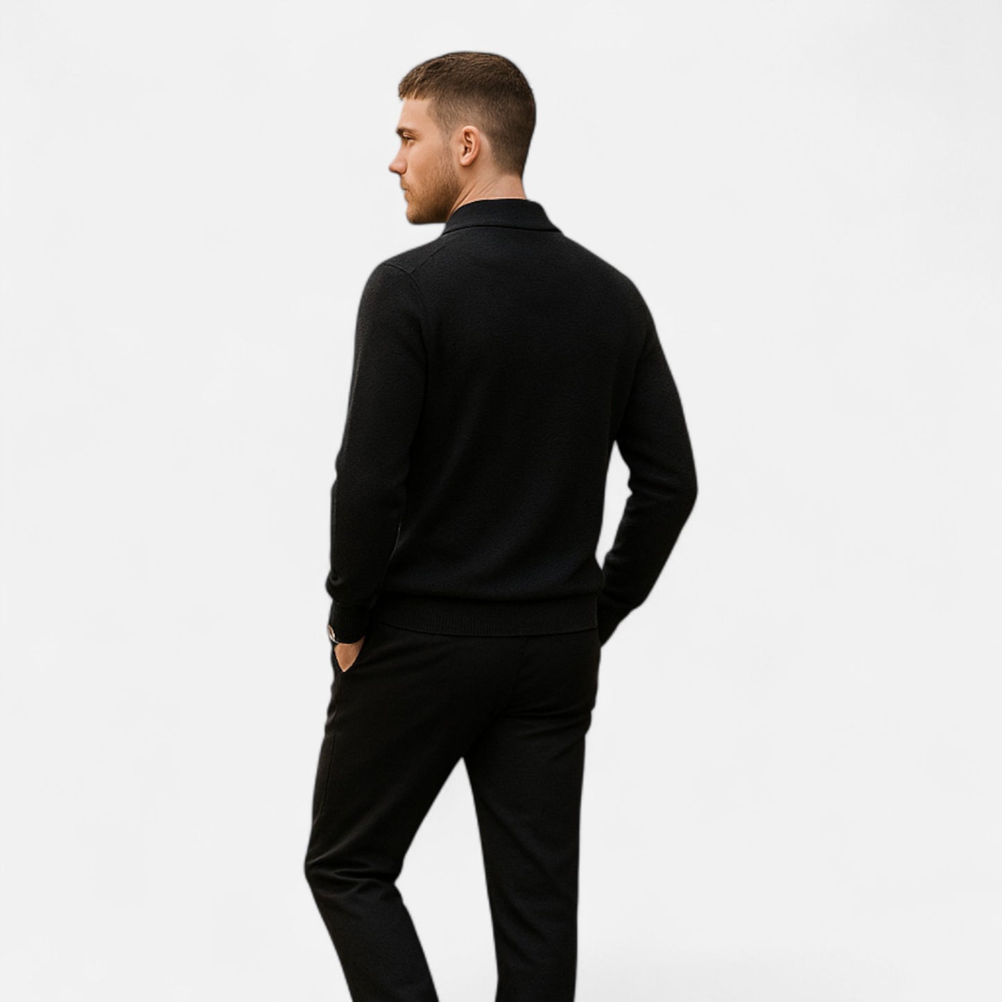 La Cartiera | Men’s Half-Zip Wool Knit Sweater Jacket
