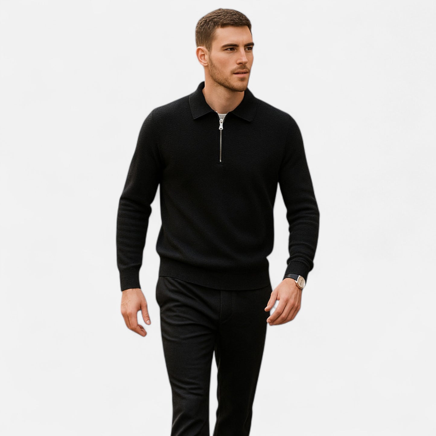 La Cartiera | Men’s Half-Zip Wool Knit Sweater Jacket