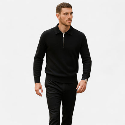 La Cartiera | Men’s Half-Zip Wool Knit Sweater Jacket
