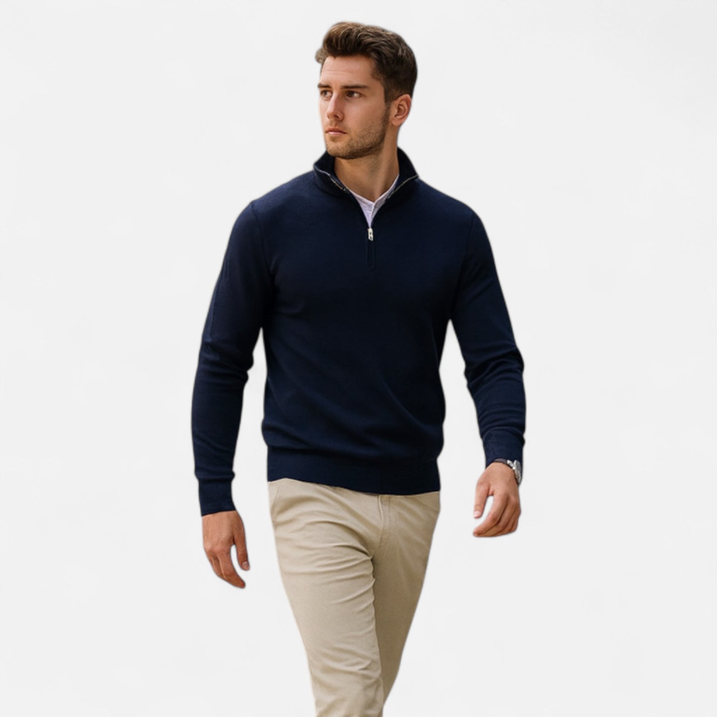 La Cartiera | Men’s Slim Fit Quarter-Zip Knit Pullover