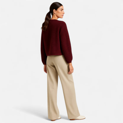 La Cartiera | Women’s Crewneck Wool Blend Knitted Cardigan