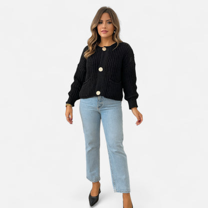 La Cartiera | Women’s Crewneck Wool Blend Knitted Cardigan