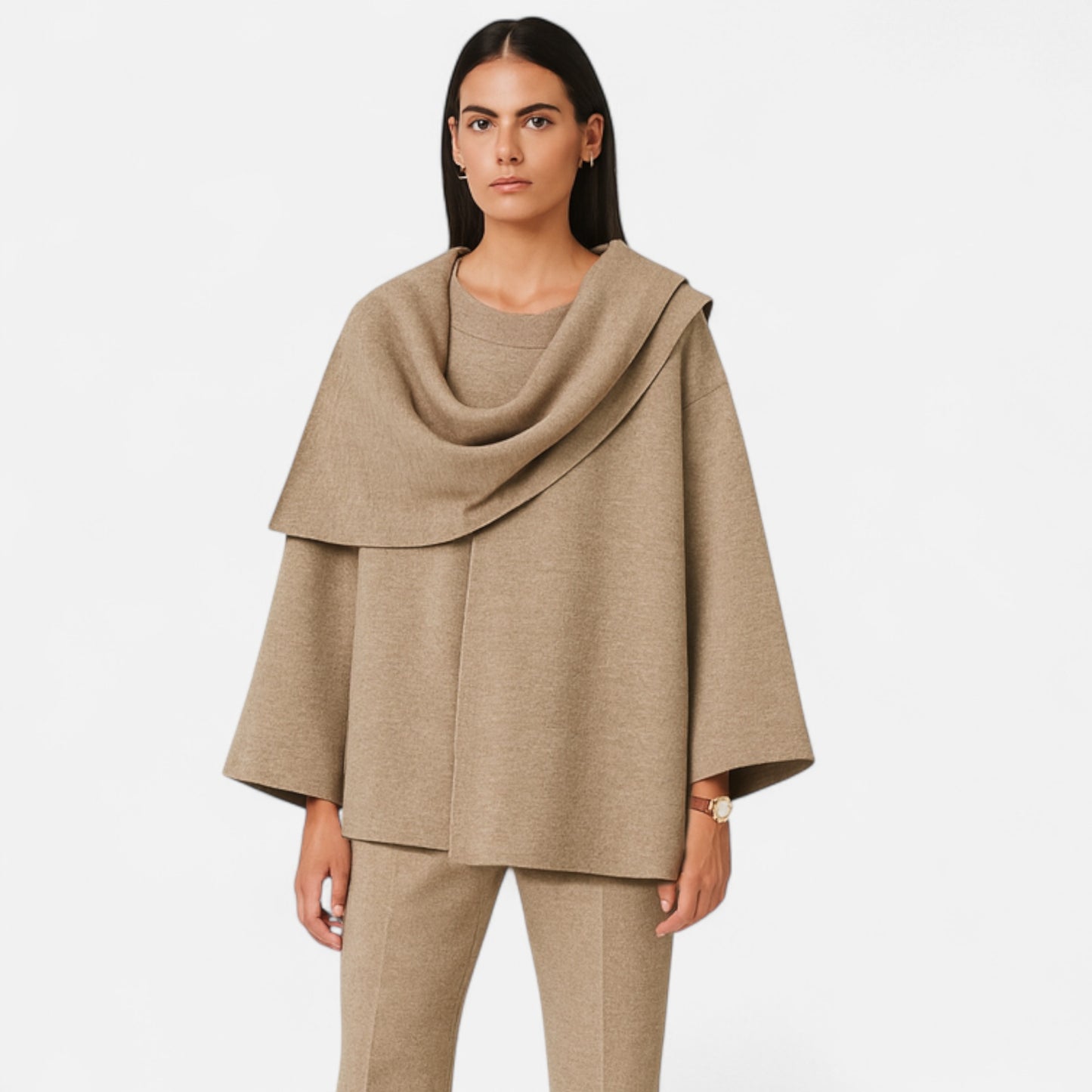La Cartiera | Women’s Plush Sweater with Asymmetric Scarf