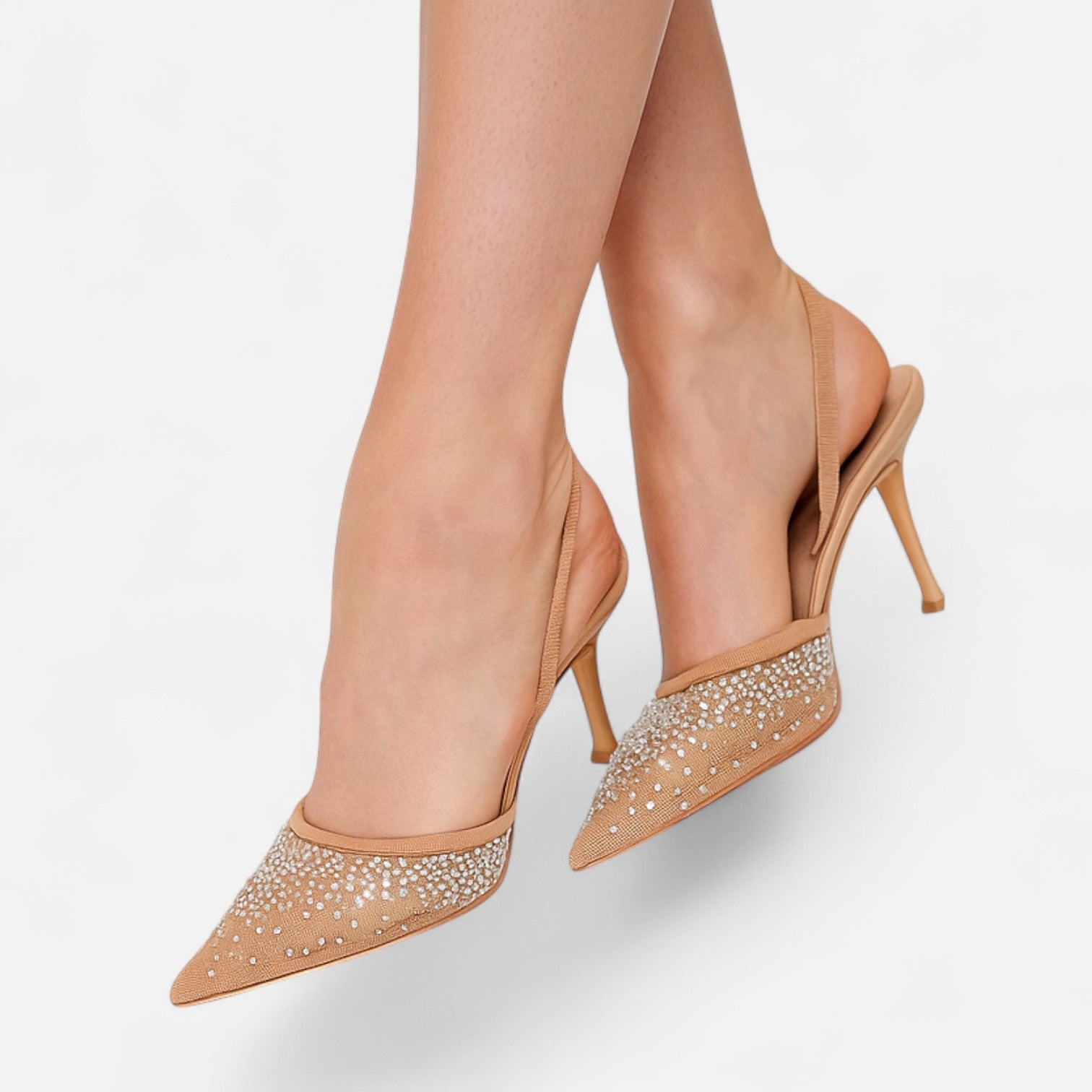 La Cartiera | Elegant Crystal Mesh Strappy Heels