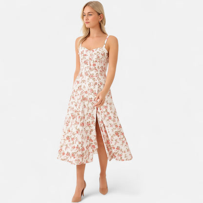 La Cartiera | Floral Corset Long Dress in Soft Silhouette