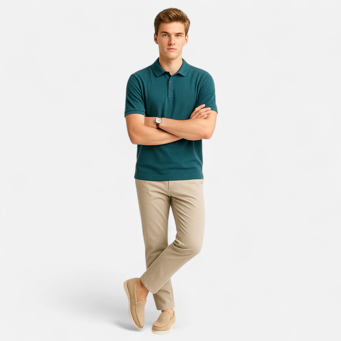 La Cartiera | Worsted Wool Short‑Sleeve Polo – Oxford Refinement
