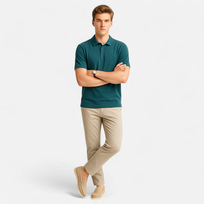 La Cartiera | Worsted Wool Short‑Sleeve Polo – Oxford Refinement