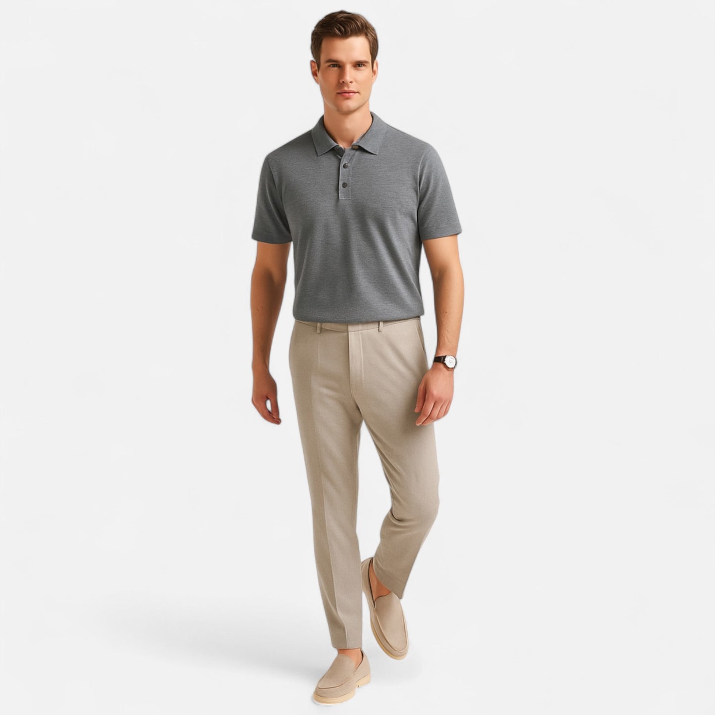 La Cartiera | Worsted Wool Short‑Sleeve Polo – Oxford Refinement