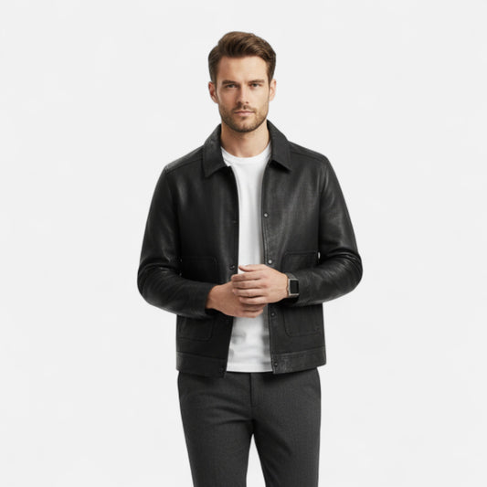 La Cartiera | Men’s British Lapel Cotton-Blend PU Jacket