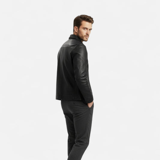 La Cartiera | Men’s British Lapel Cotton-Blend PU Jacket