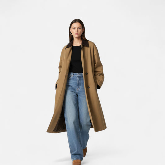 La Cartiera | Women’s Cotton Patchwork Mid-Length Trench Coat