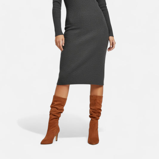 La Cartiera | Women’s Suede Wrinkled Stiletto Heel Boots