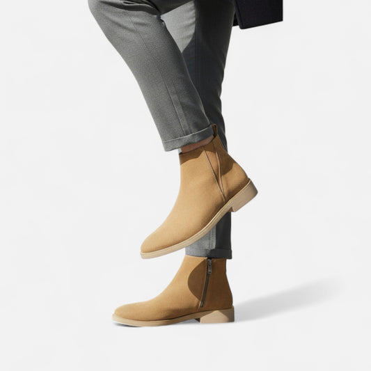 La Cartiera | Men’s British Suede Mid-Cut Zipper Boots