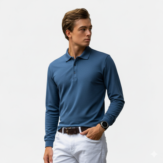 La Cartiera | Men’s Long-Sleeve Cotton Polo Shirt