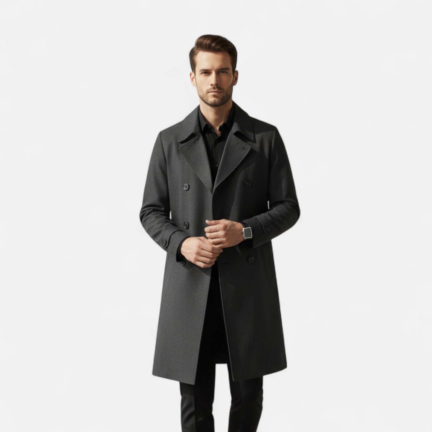 La Cartiera | Men’s Heritage Long Lapel-Collar Windbreaker Coat