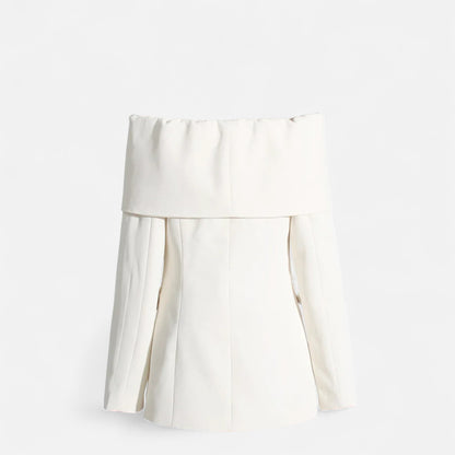 La Cartiera | Women’s Off-Shoulder Buttoned Long Sleeve Suit Coat
