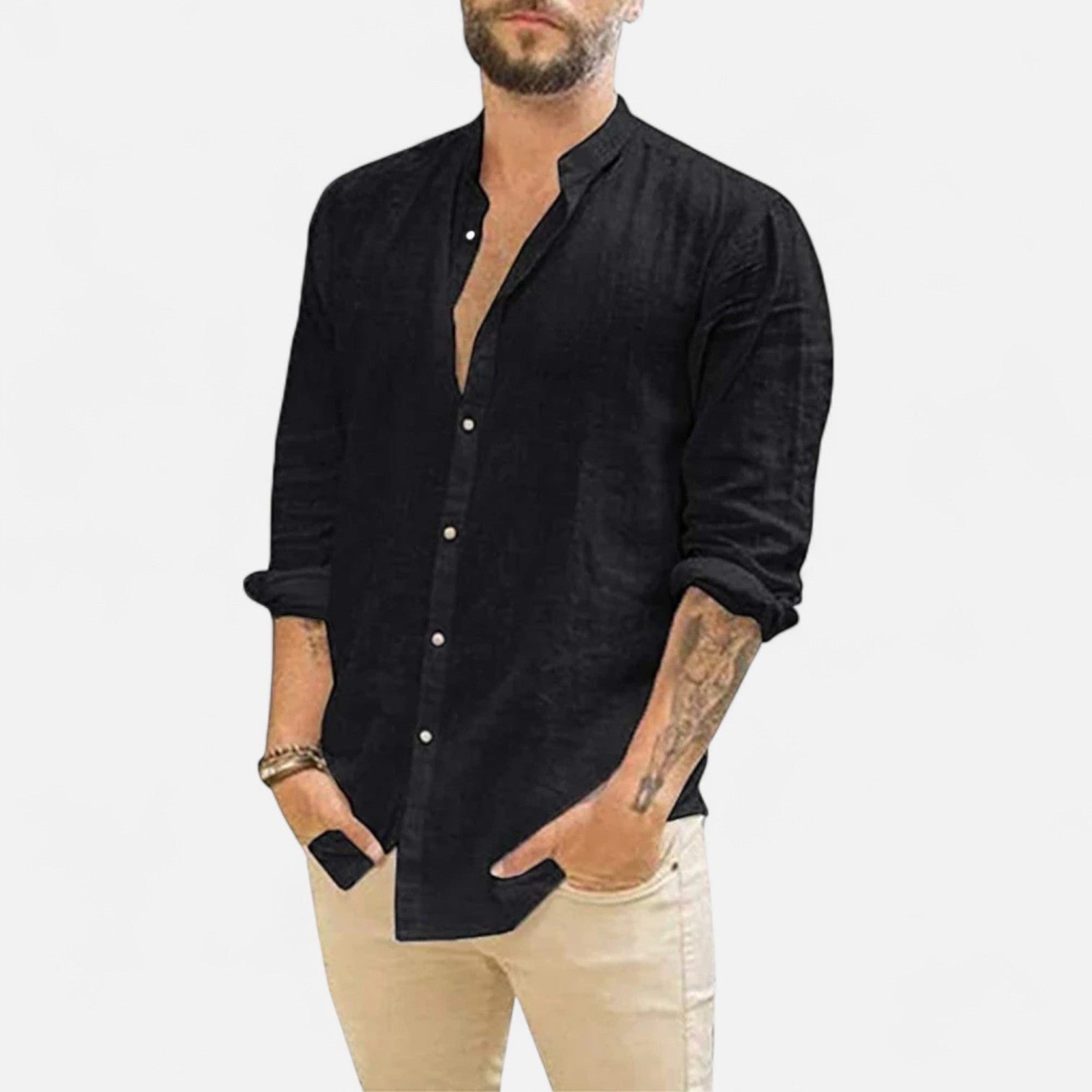 La Cartiera | Long‑Sleeve Cotton‑Linen Shirt – Riviera Heritage