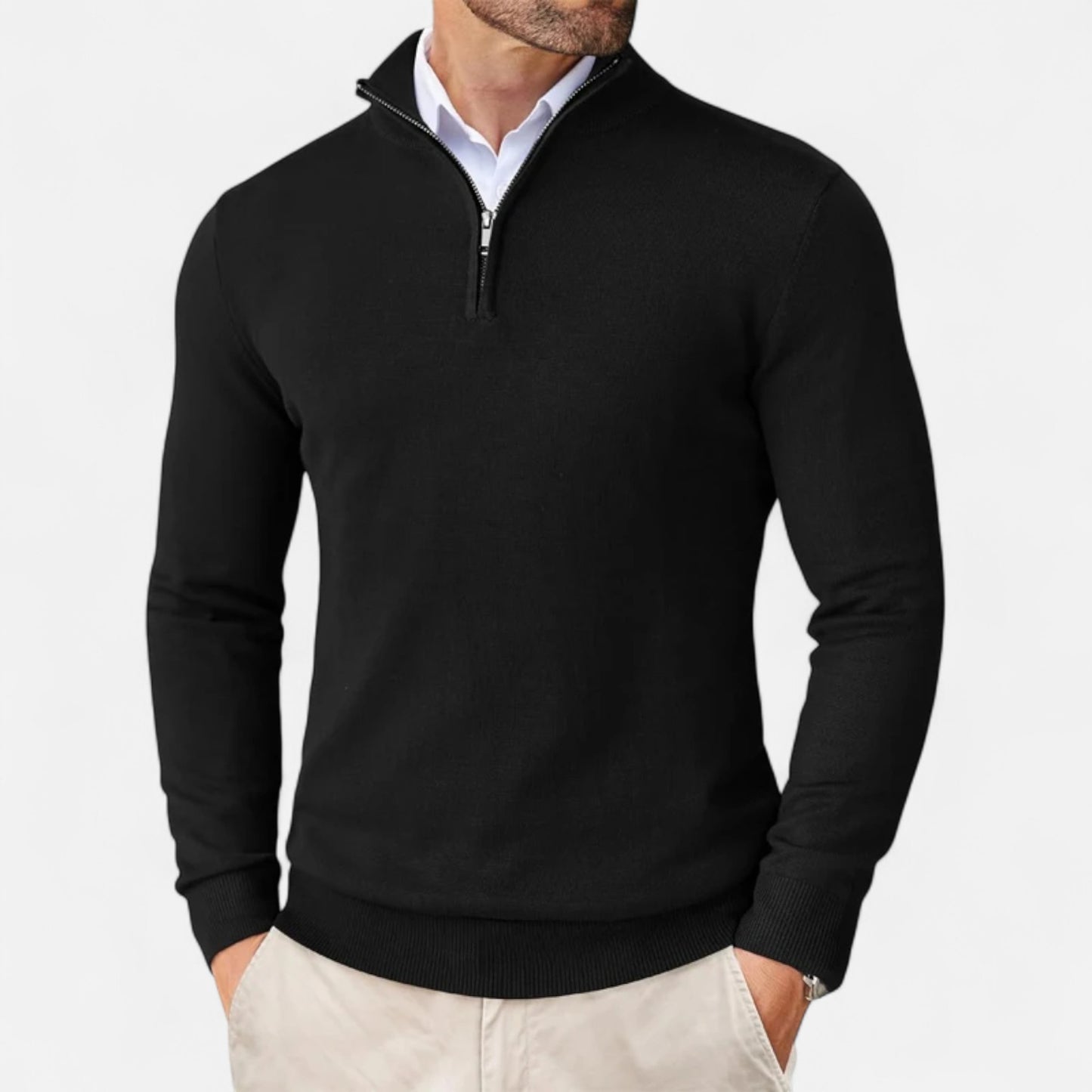 La Cartiera | Men’s Slim Fit Quarter-Zip Knit Pullover