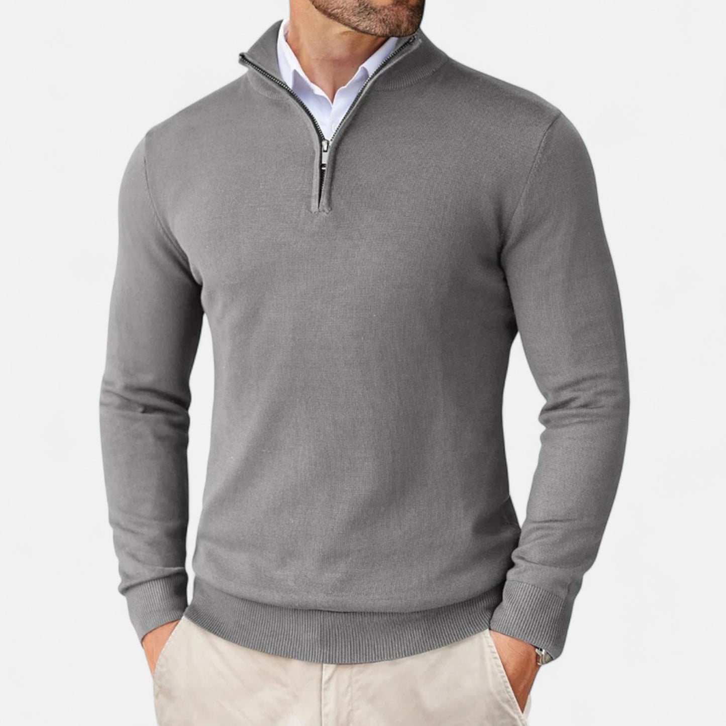La Cartiera | Men’s Slim Fit Quarter-Zip Knit Pullover