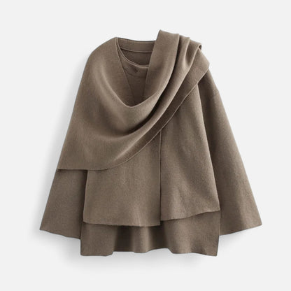 La Cartiera | Women’s Plush Sweater with Asymmetric Scarf