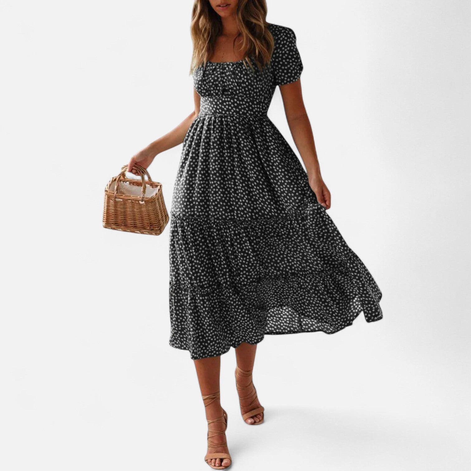 La Cartiera | Lightweight Flower Print Short Sleeve Dress
