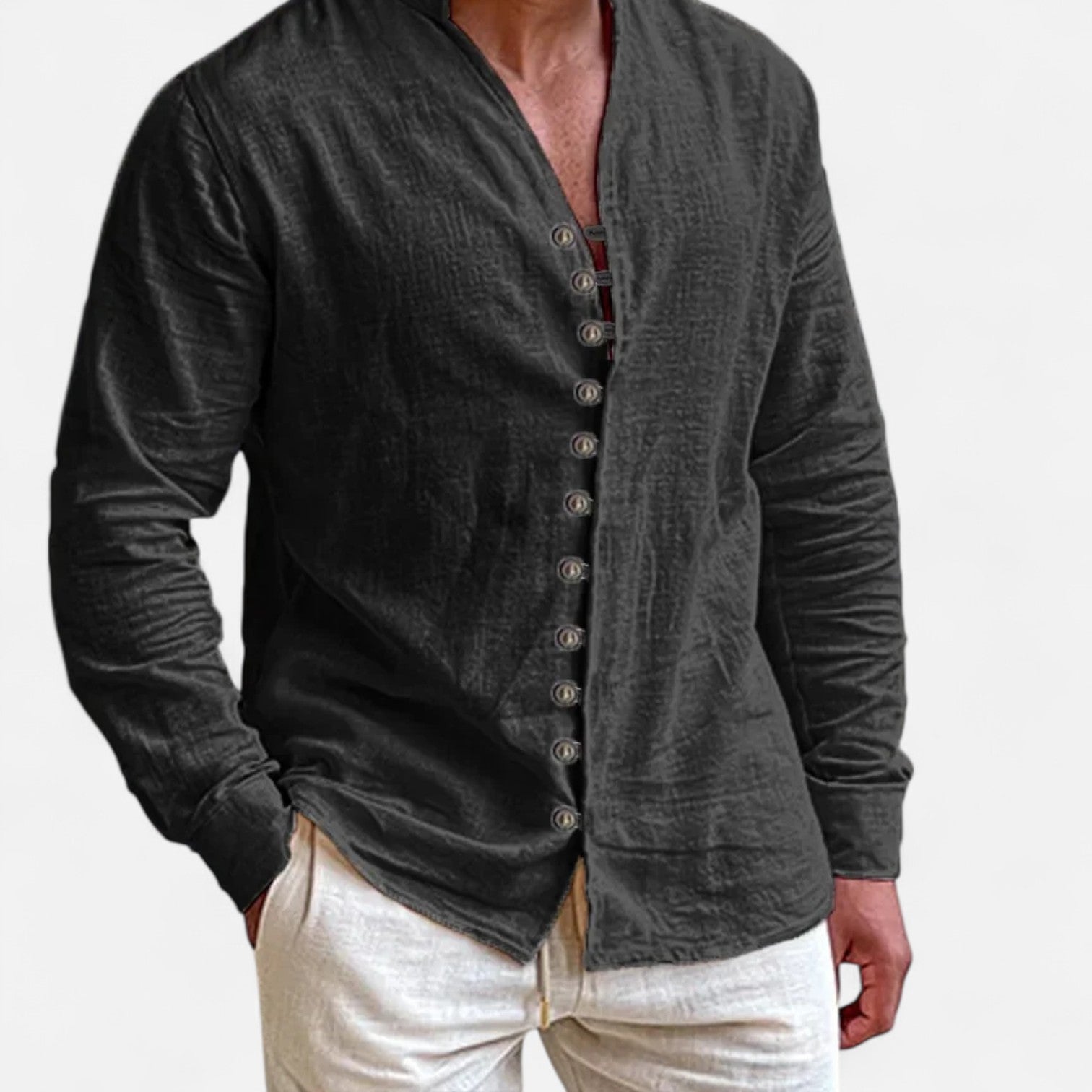 La Cartiera | Multi-Button Cotton Linen Shirt