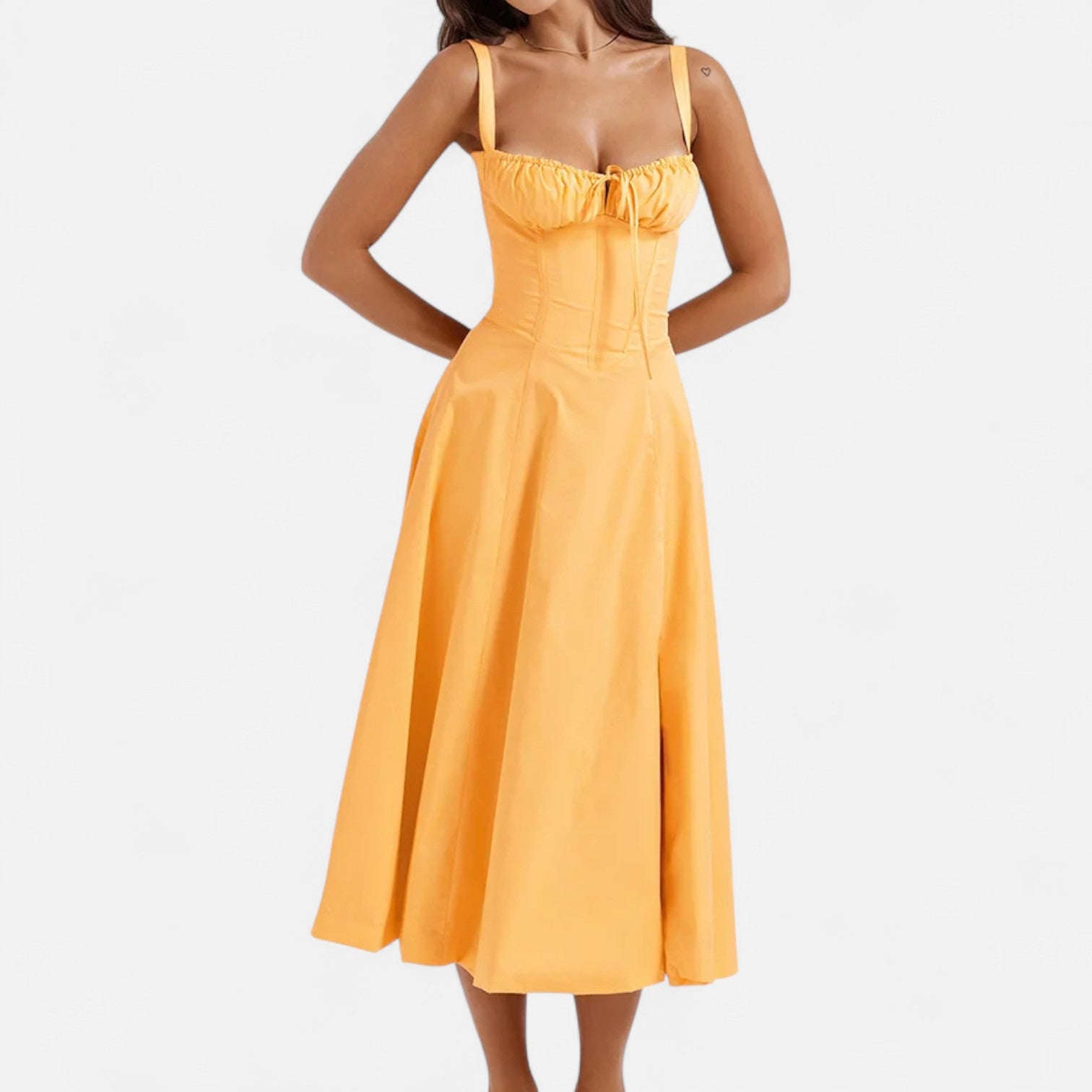 La Cartiera | Floral Corset Long Dress in Soft Silhouette