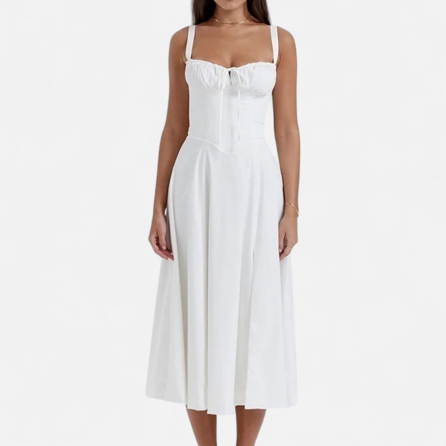 La Cartiera | Floral Corset Long Dress in Soft Silhouette