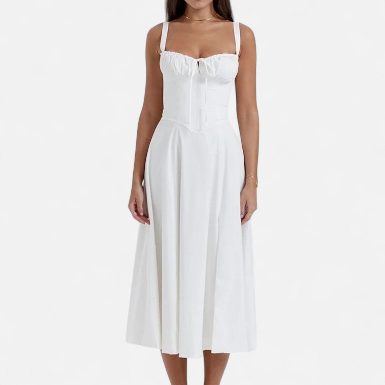 La Cartiera | Floral Corset Long Dress in Soft Silhouette